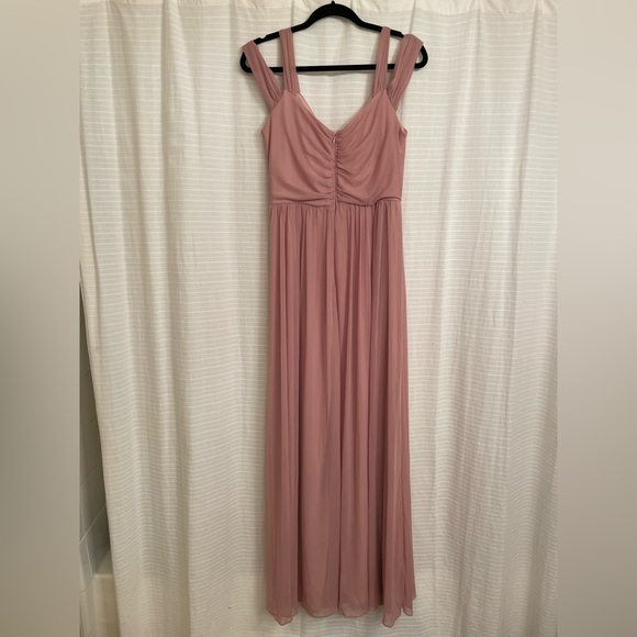 NEW Light Pink Chiffon Cold Shoulder Maternity Gown - Picture 4 of 7